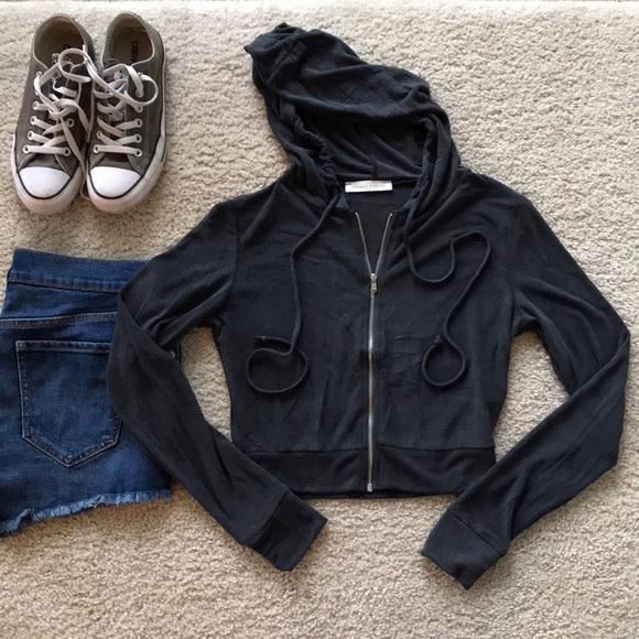 Charcoal Hooded, Cropped Jacket - Picture 5 of 8